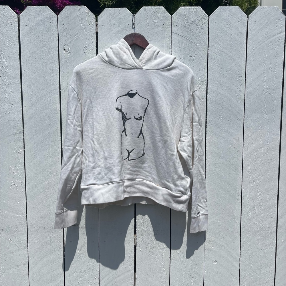 White cropped  Staud Hoodie w / pockets
